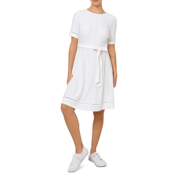 LEOTA Genesis Eyelet Jersey Dress in White - NWT - Small - Picture 1 of 3